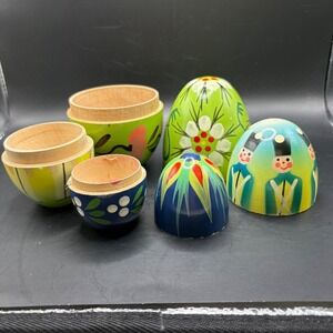 Wooden nesting eggs hand painted‎